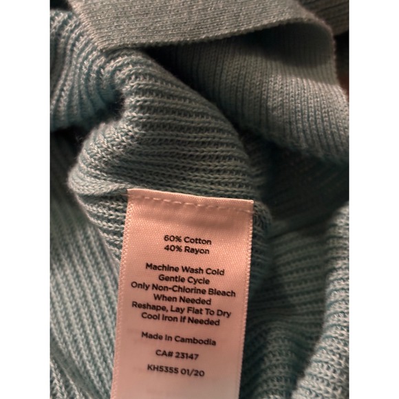 Talbots Womens V-Neck Short Sleeve Knit Sweater Light Blue Cotton Rayon M - Picture 6 of 6